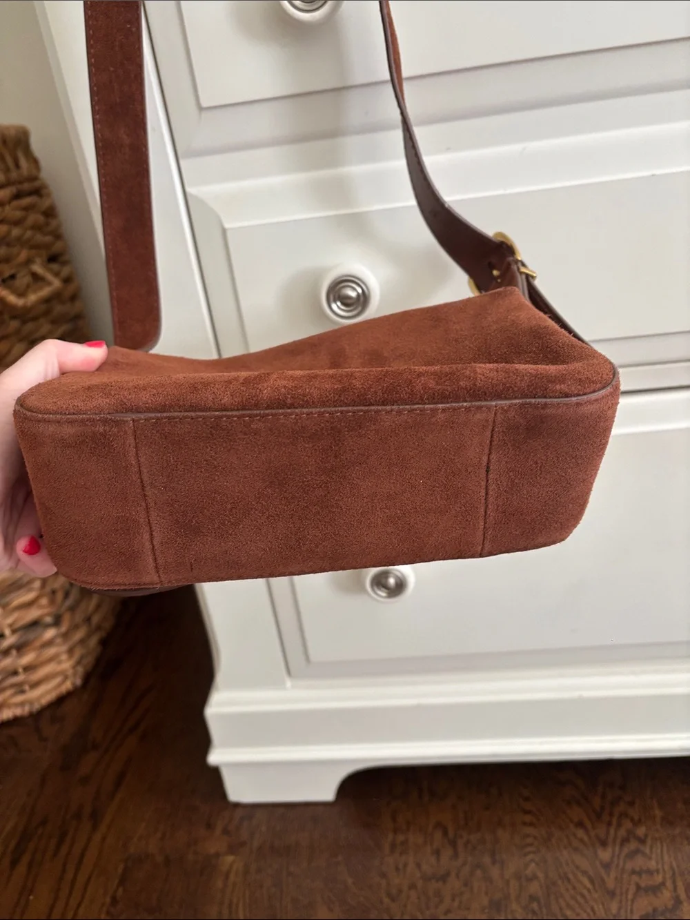Madewell Brown Suede Gold Stud Crossbody Bag - Picture 5 of 7